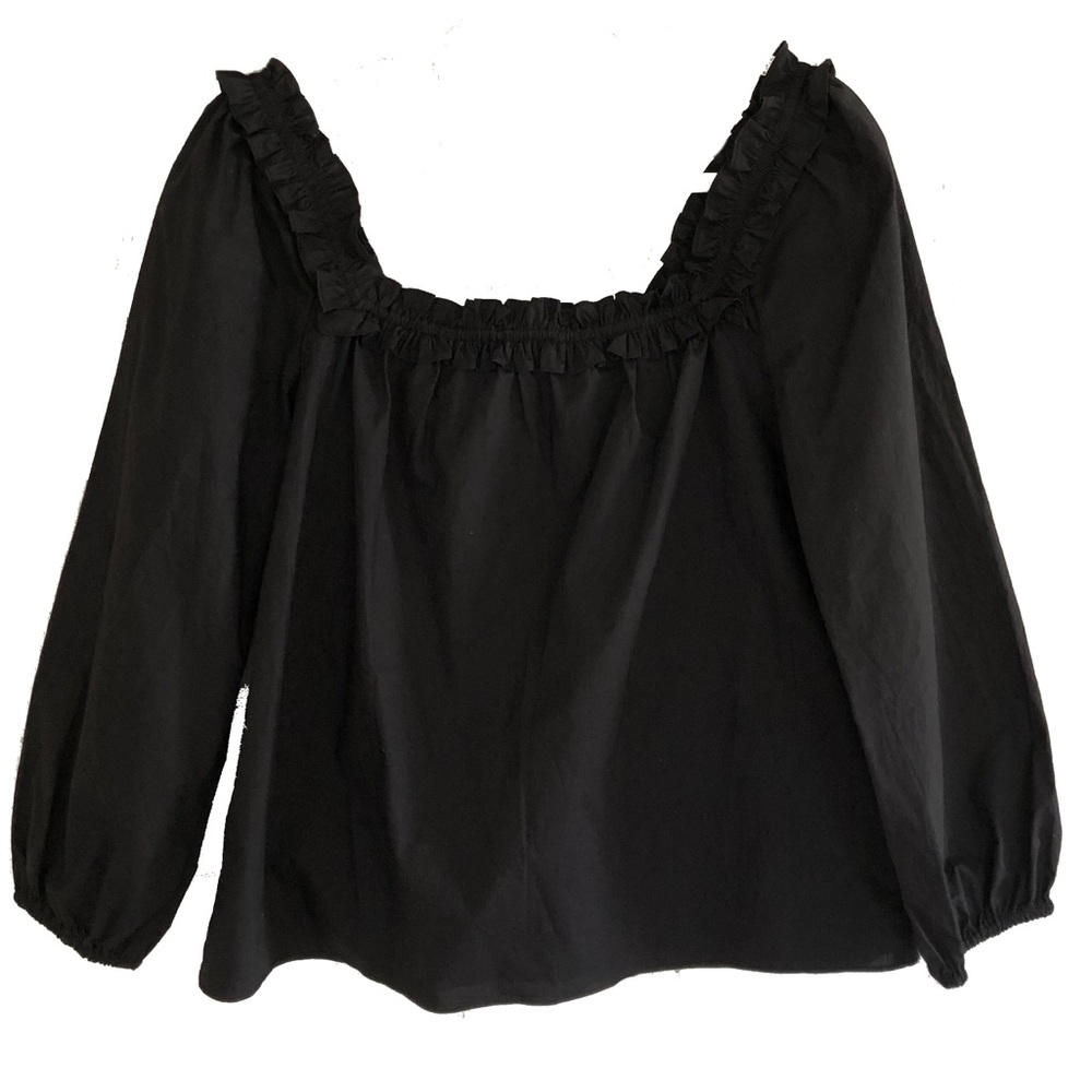 J Crew | Black Peasant Top
